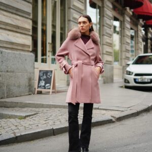 Moda Labella Kaban – Pudra Gül Kürk Yakalı