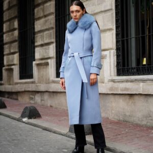 Moda Labella Kaban – Buz Mavisi Kürk Yakalı
